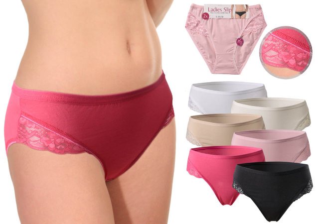 uni coloured ladies briefs with lace insert on the legs