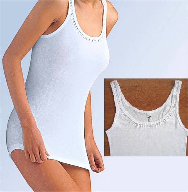 1-012/1 Women undershirt with vacant seem sidewise seems; drawcord