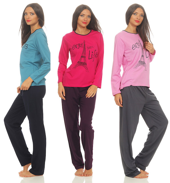 long sleeves pyjama with vig frontal print and long plain trousers