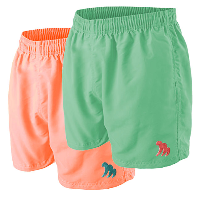 Stylish beach shorts green or salmon brand martano