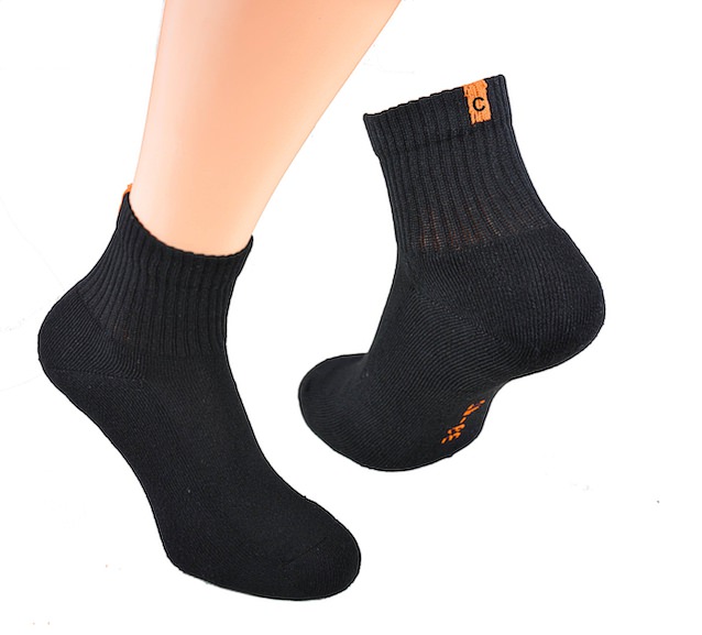 black sports shortsocks with terry sole and ornge heel flag cocain logo