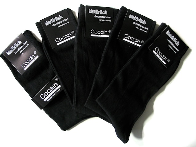 Men`s black socks 100% cotton brand cocain