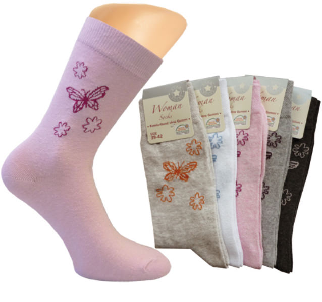 Ladie`s socks "Butterfly" without incutting elastic