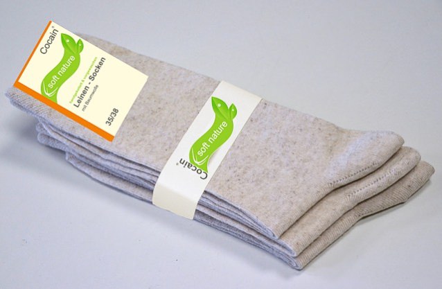 plain linen-socks for ladies in natural beige