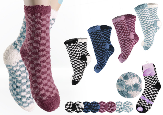Ladie`s soft-socks with chess-pattern