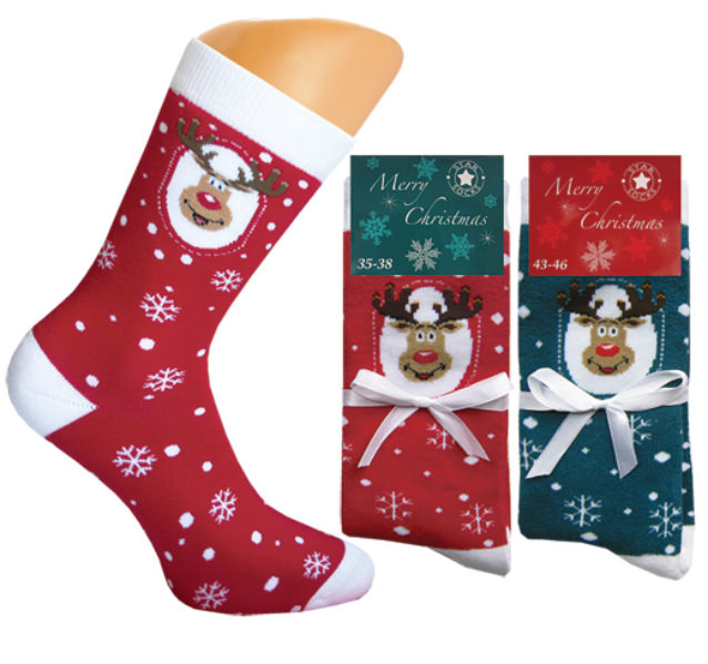 Thermo-socks full terrycloth brown colours with nice snowflake pattern