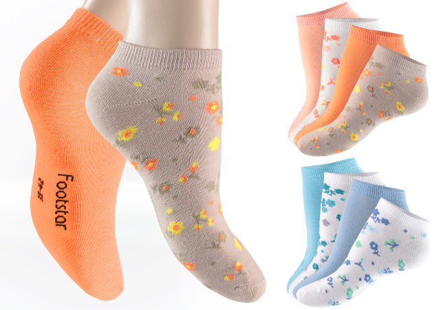 bright, coloured Ladie`s Sneakers-socks with funny, small flowers