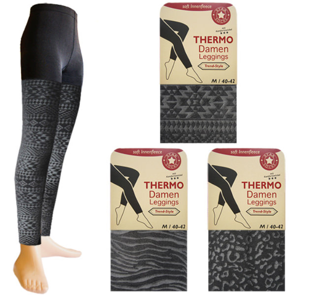 black thermo leggings with fasionable patterns in the fabric