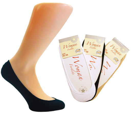 Ladies ballerina socks plain white, black or skin