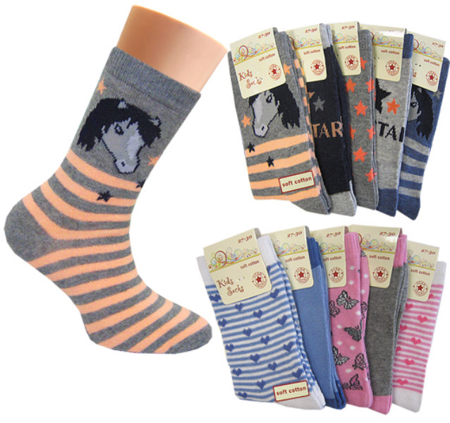 Girls' colours and motifs in a 5-pairs-pack