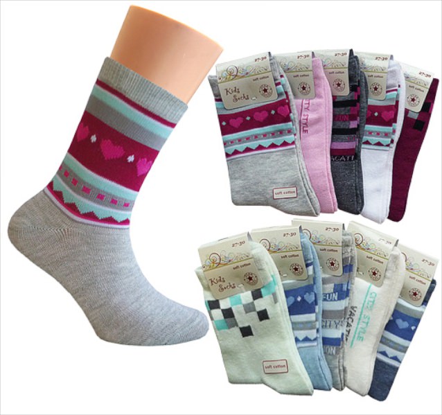 nice, intense coloured hilds socks with 10 different patterns