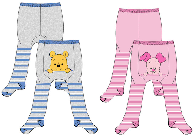 pink and blue winnie pooh baby tights
