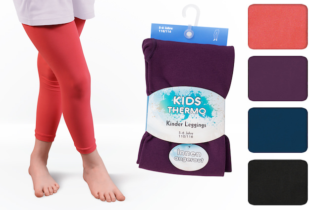 Child`s thermo leggings plain with fleece lining