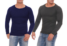 Men-Undershirt, long-sleeved, Thermo plain grey, blue and anthracite