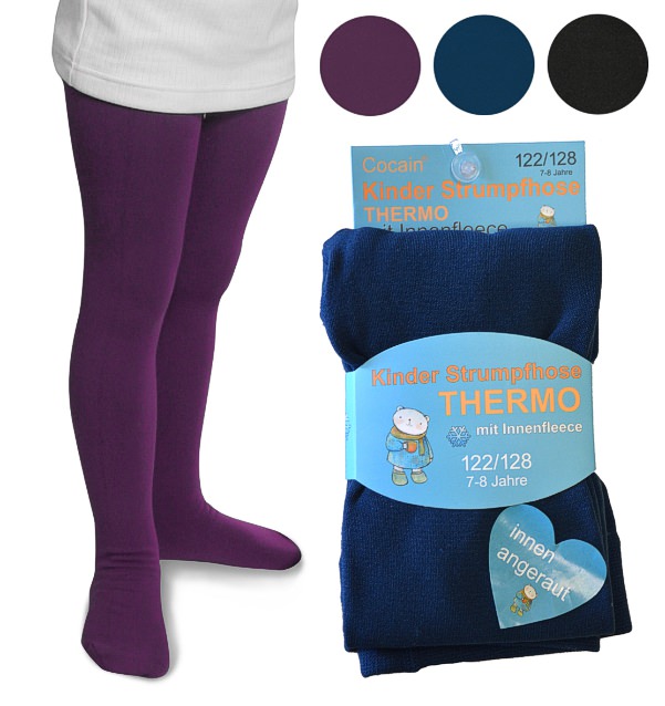 Children's thermal tights with fleece lining